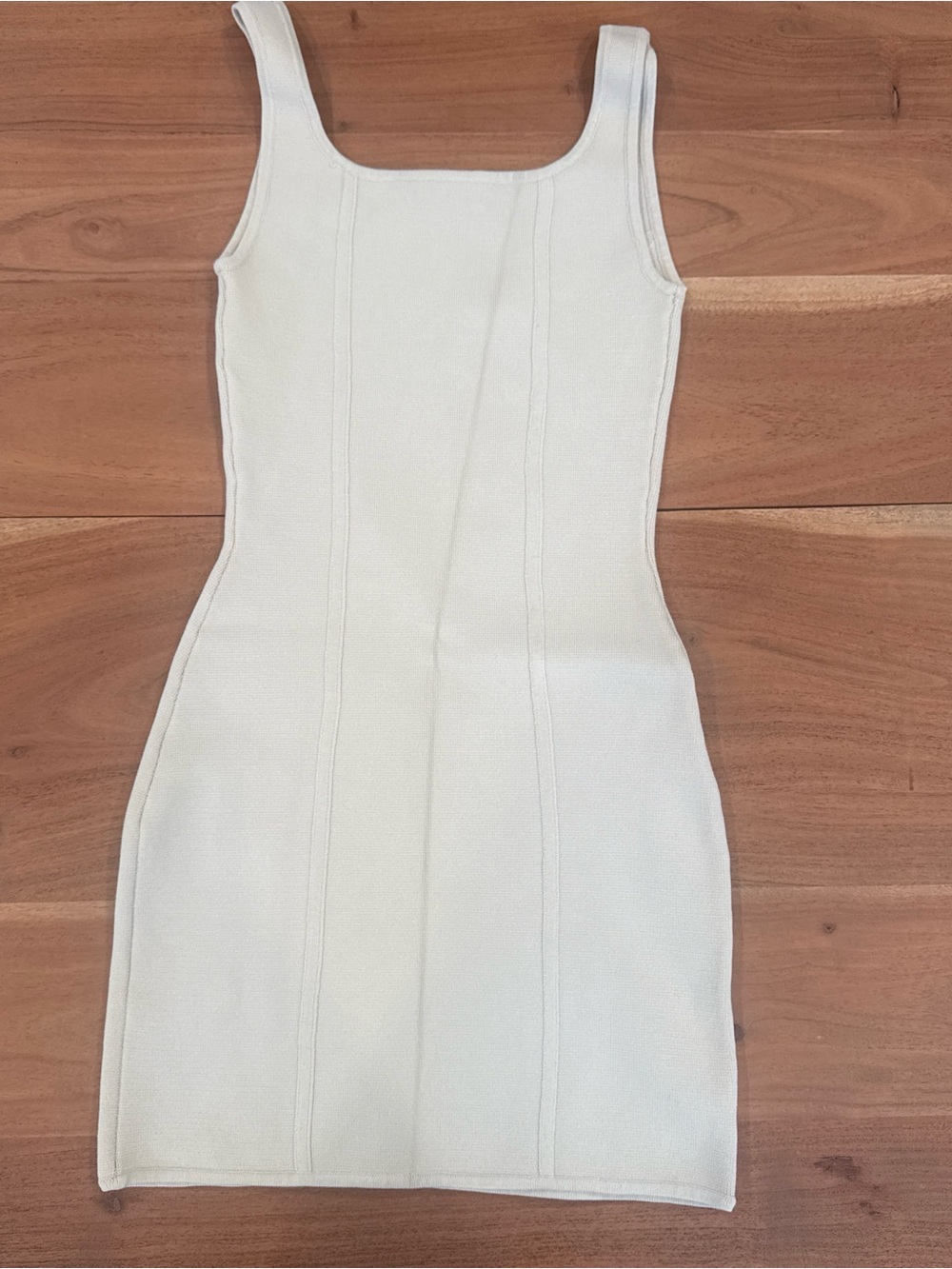 Babaton Ivory Square-Neck Mini Bodycon Dress
